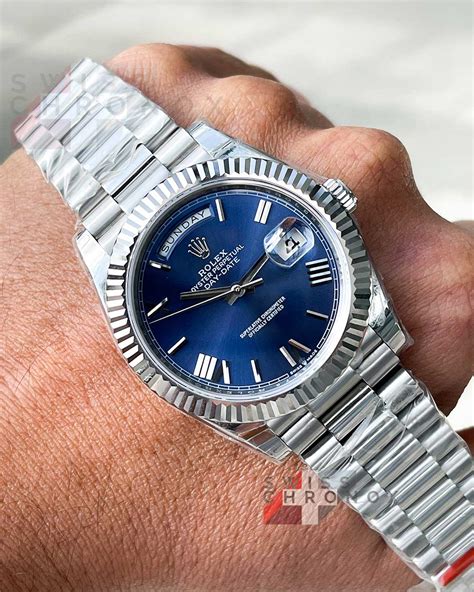 blue rolex daydate